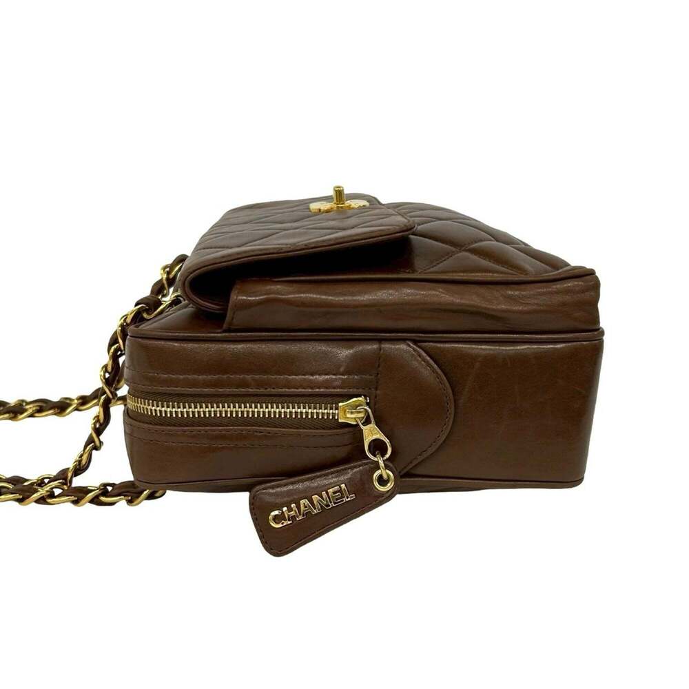 CHANEL Matelassé Coco Mark Lambskin Shoulder Bag Tote Brown 196-1 - Picture 5 of 10